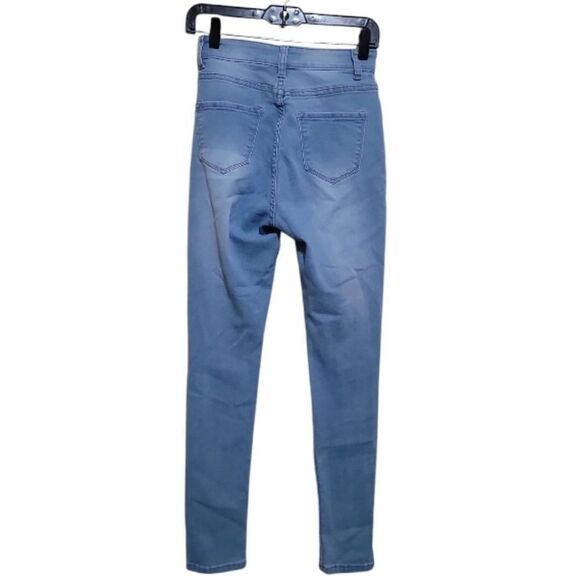Fashionnova Light Blue Highwaist Skinny Distress Jeans Size 5/6 - Picture 2 of 6